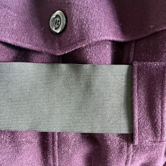 Vintage Stylish Purple Double-Breasted wool cashmere Coat adjustable Belt XS - Picture 4 of 5